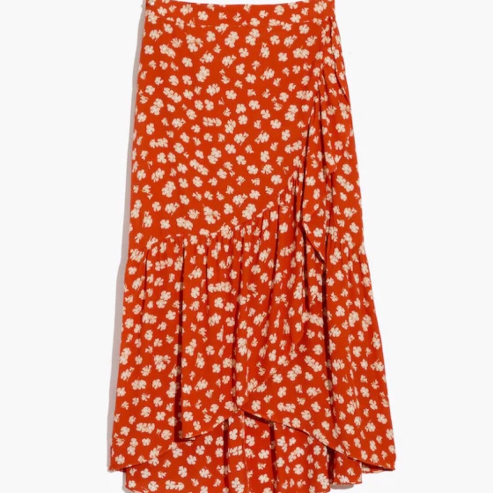 Madewell Ruffle Wrap Midi Skirt In Happy Hibiscus